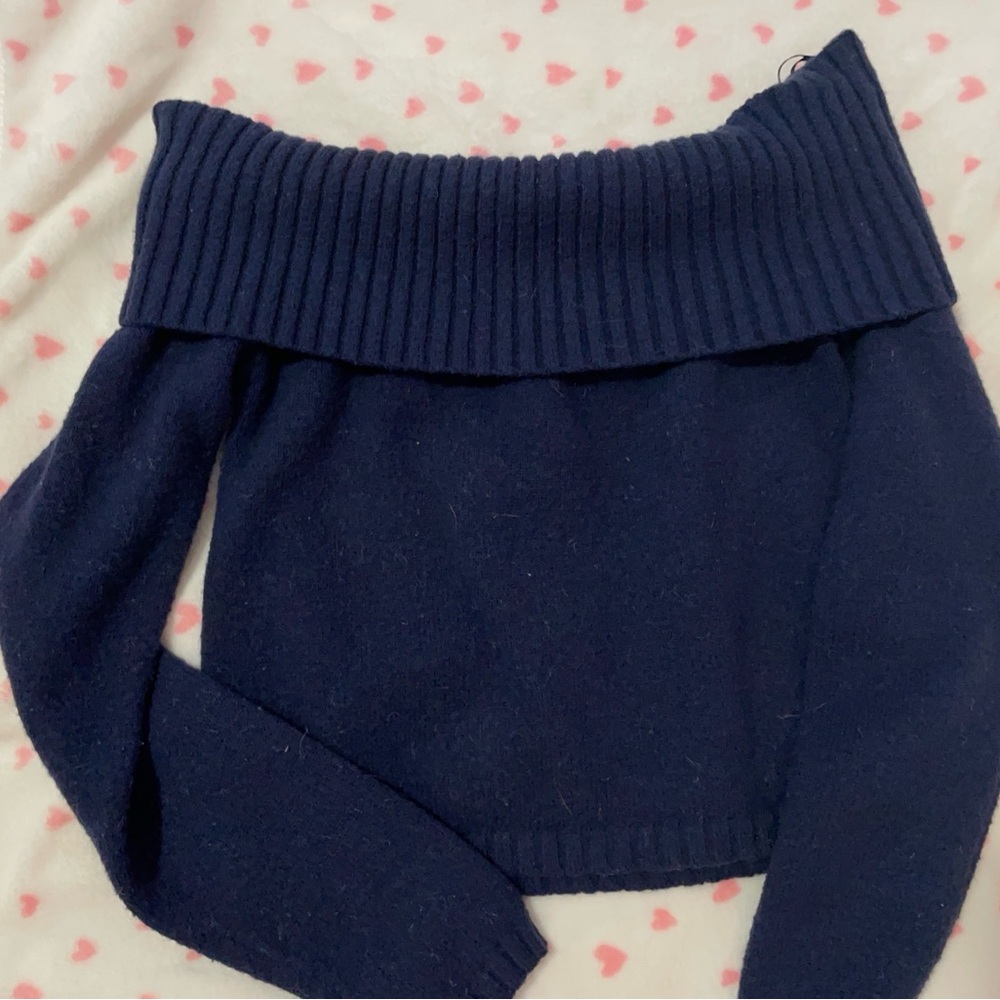 Edikted Navy Fold-Over Sweater